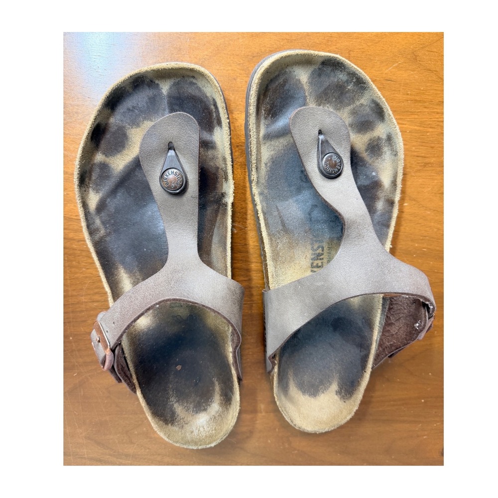 Birkenstock Sandals Women's 38 Brown Gizeh Thong Cork‎ Footbed Buckle